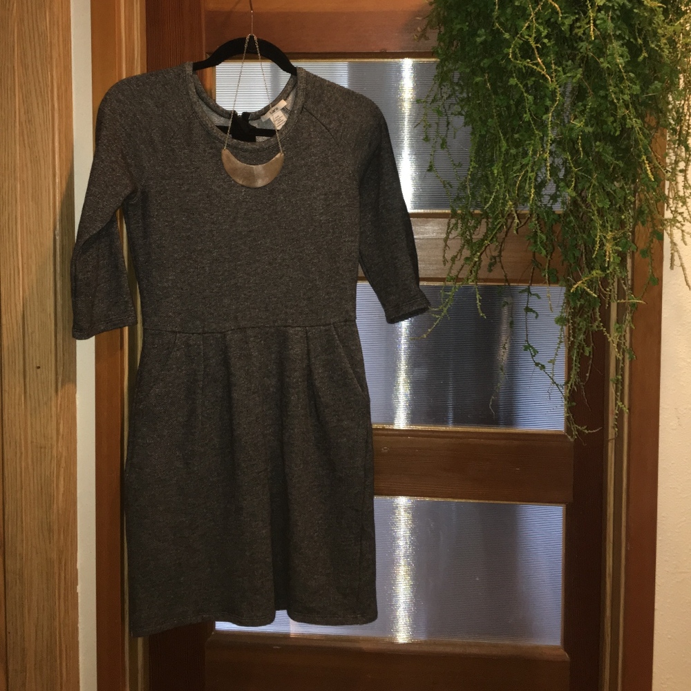Bar III Knee Length Grey Dress with POCKETS